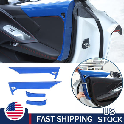Blue ABS Inner Interior Door Panel Cover Trim For Corvette C8 Z51 Z06 2020-26 US 1