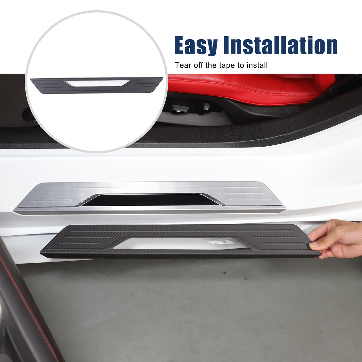 Matte Real Carbon Fiber Scuff Plate Door Sill Cover Protector For Corvette C8 9
