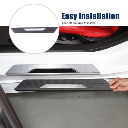 Matte Real Carbon Fiber Scuff Plate Door Sill Cover Protector For Corvette C8 9