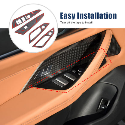 Matte Carbon Fiber Window Lift Switch Trim For BMW 4 Series G26 Gran Coupe 21-22 9
