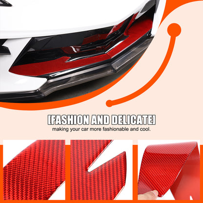 Red Carbon Fiber Car Exterior Front Lip Cover Trim Sticker For Corvette C8 20-25 13