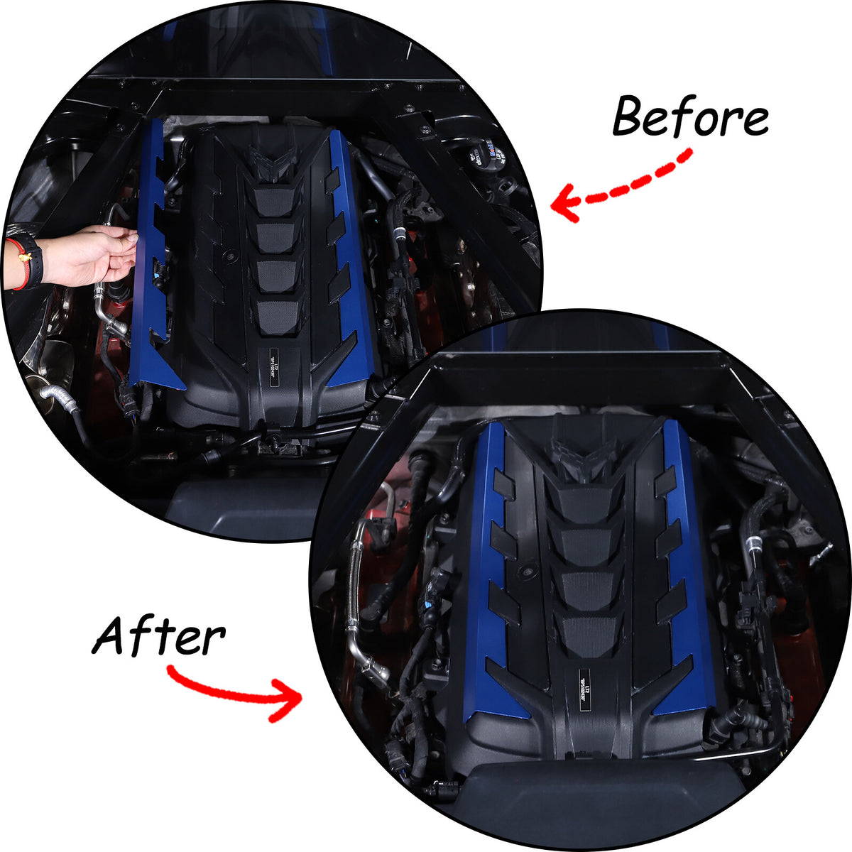 Blue Aluminum Engine Bay Engine Side Cover Plate Trim For Corvette C8 2020-26 14