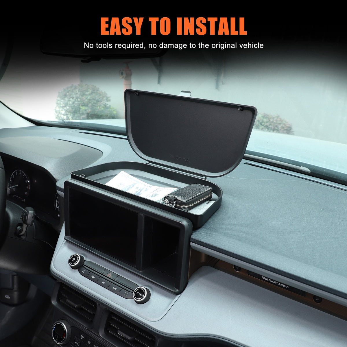 ABS Navigation Screen Rear Storage Box With Lid For Ford Maverick 2022+ US 14