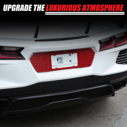 Red Aluminum Alloy Rear License Plate Filler Panel Trim for Corvette C8 2020+ 4