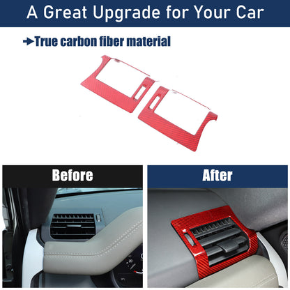 Red Real Carbon Fiber Air Vent Outlet Cover Trim For LR Defender L663 2020-24 1