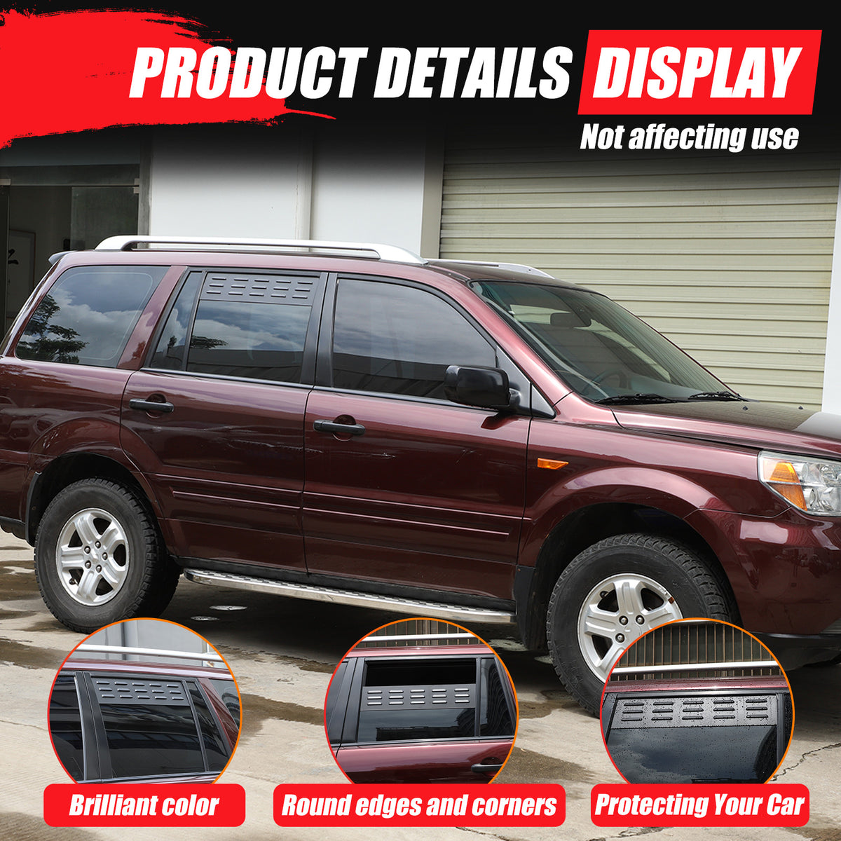 Alloy 2nd Row Alloy Door Window Air Vents Screens For Honda Pilot 2003-2008 13