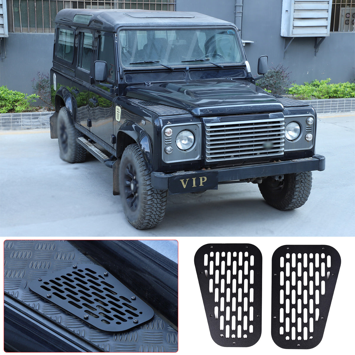 Black Alloy Front Hood Air Vent Cover Trim For Land Rover Defender 04-18 US 1
