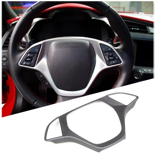 Matte Real Carbon Fiber Interior Steering Wheel Cover Trim For Corvette C7 14-19 1