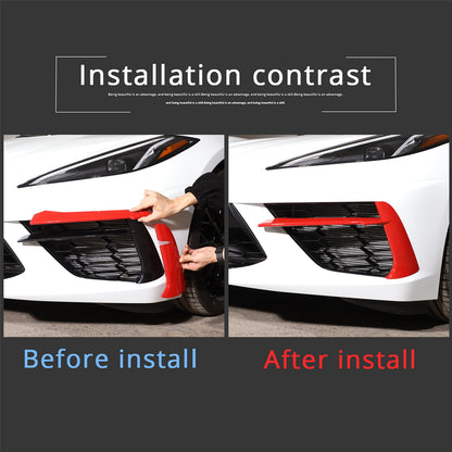 Sports Red Front Bumper Fog Light Lamp Trims for Corvette C8 2020-2025 US 11