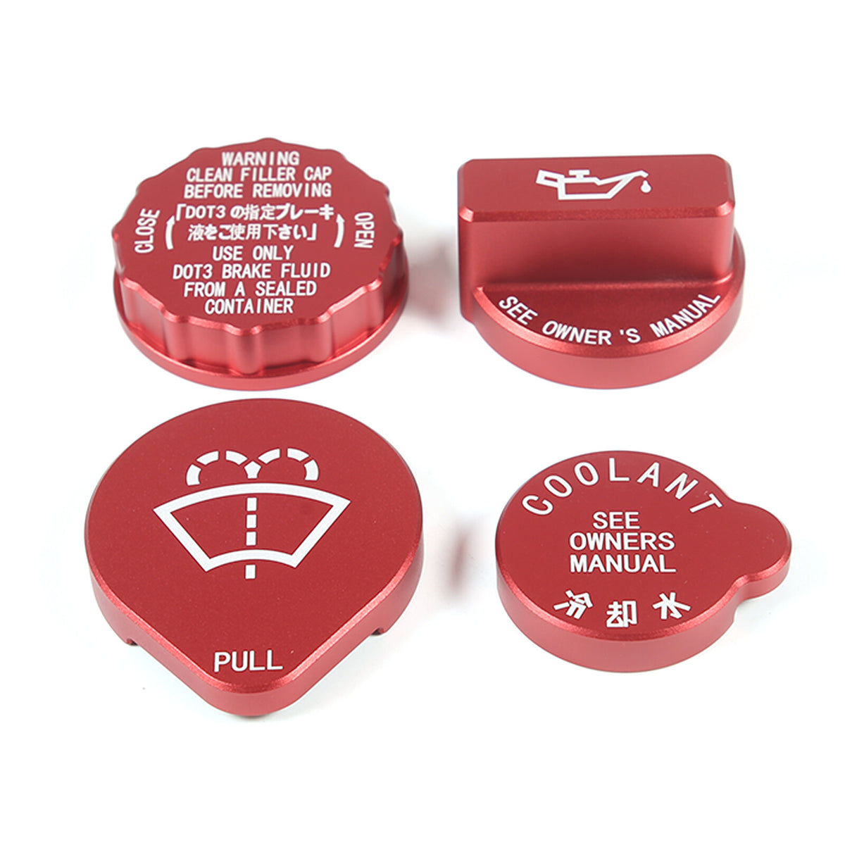 5PCS Red Alloy Engine Cabin Fluid Switch Trim Cover For Subaru WRX 2022-2023 15