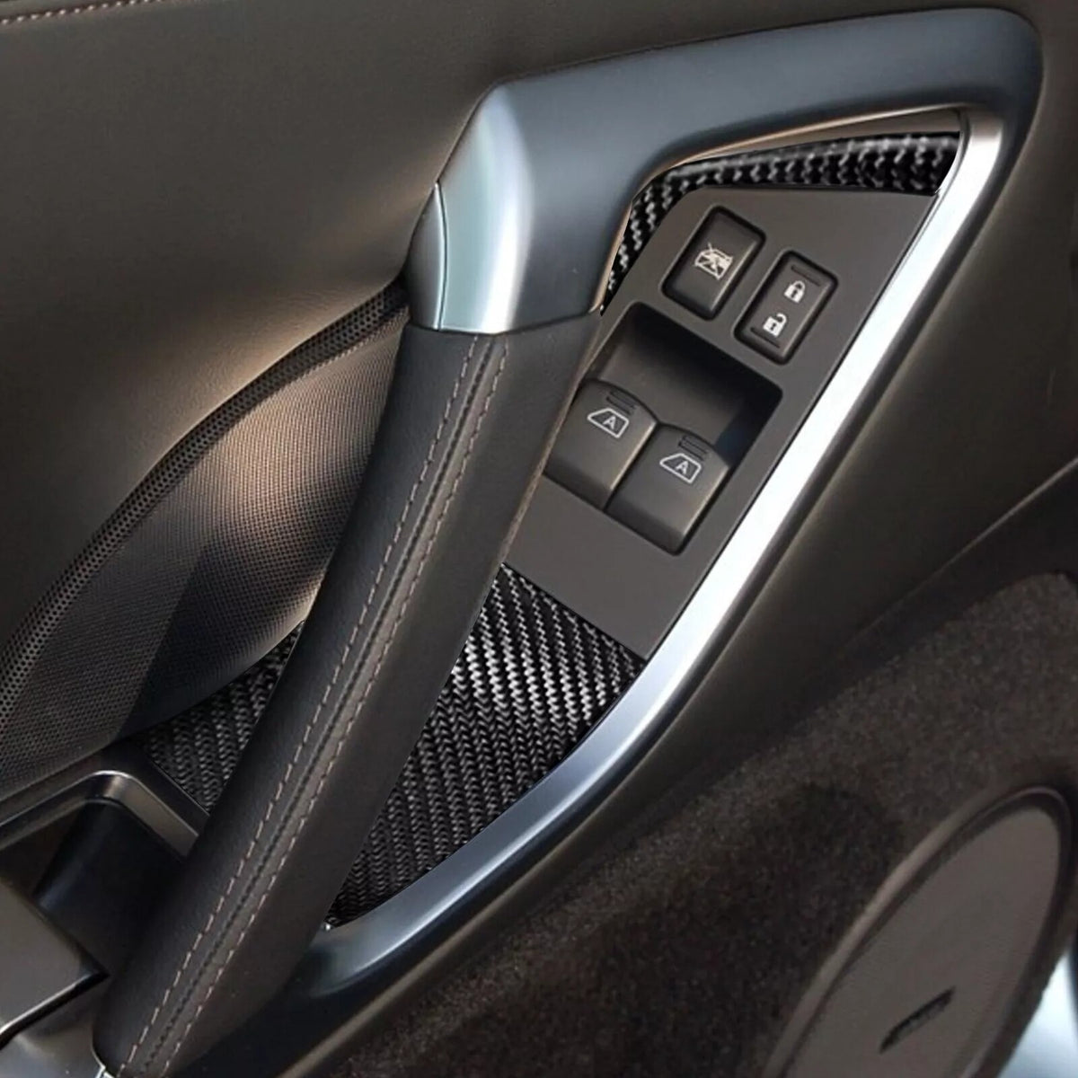 Real Carbon Fiber Window Lift Switch Button Panel Trim For Nissan GTR R35 08-16 2