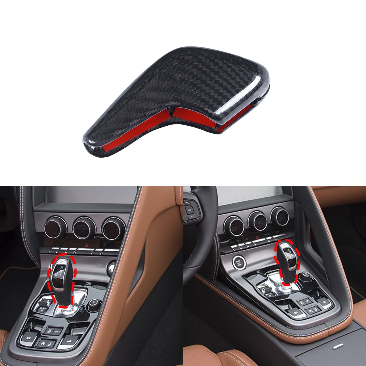 Real Carbon Fiber Center Gear Shift Knob Cover Trim For Jaguar F-TYPE X152 2013+ 1