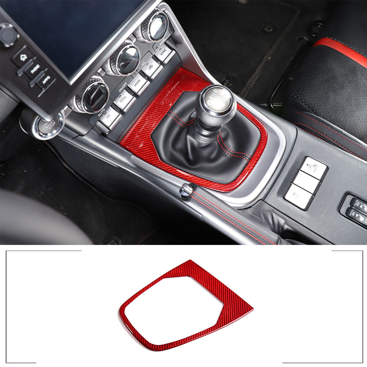 Red Real Carbon Fiber Interior Center Console Trim Set Kit For Subaru BRZ 22+ 171