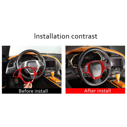 Red Carbon Fiber Steering Wheel Cover Trim for Corvette C7 2014-2019 7