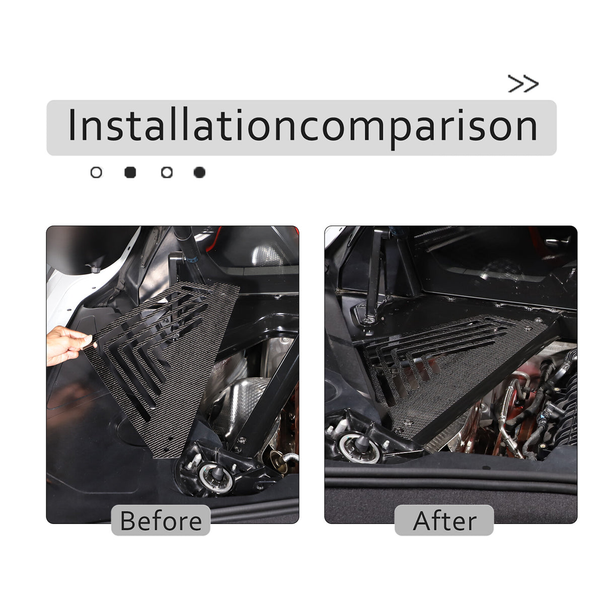 Gloss Real Carbon fiber Engine Bay Side Panel Cover Overlay For Corvette C8 20+ 3
