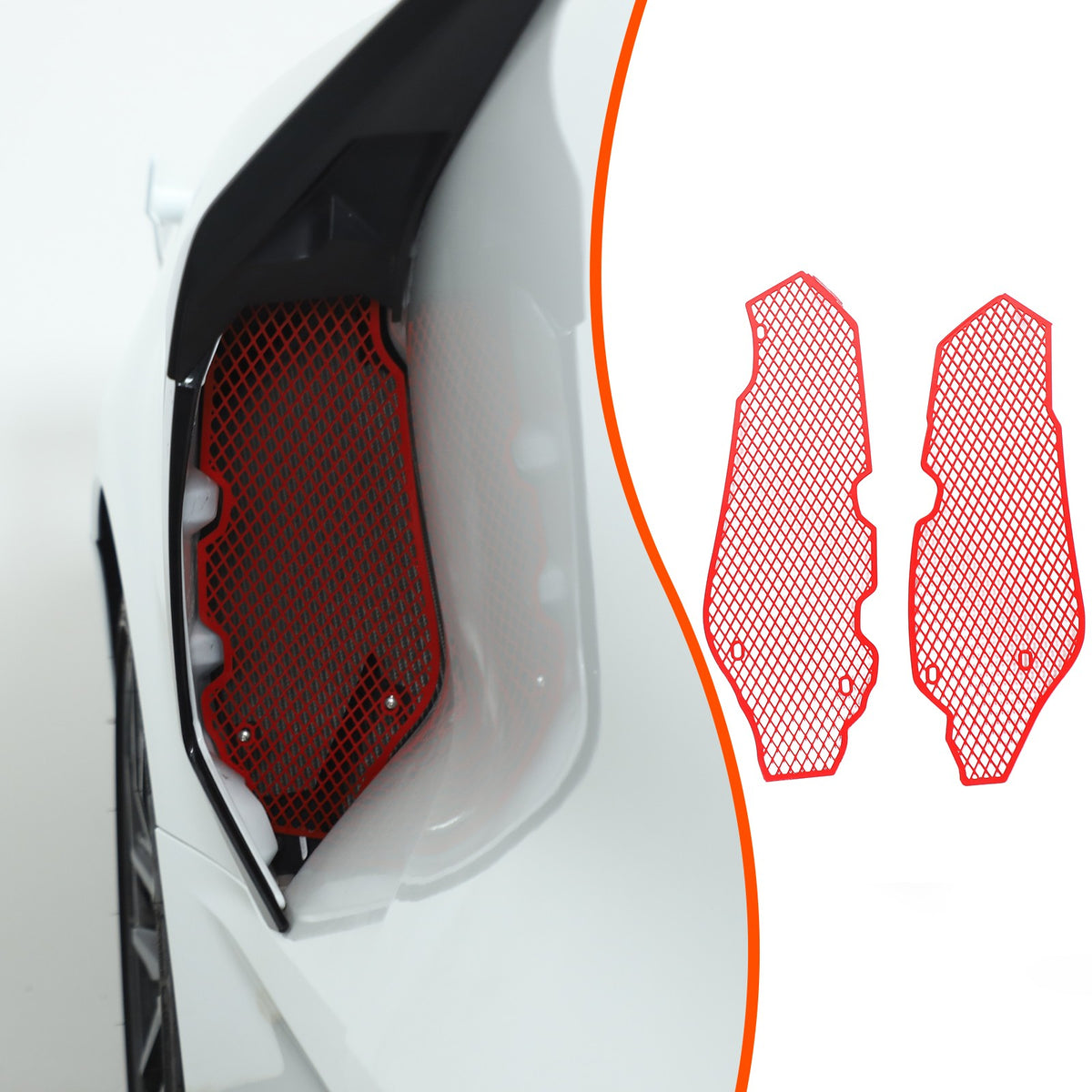 Red Steel Side Intake Mesh Grille Insert Guard For Corvette C8 2020-2026 2