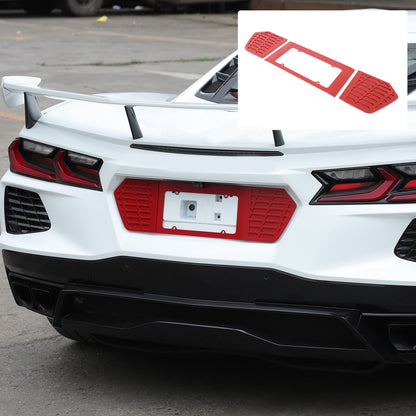 Red Aluminum Alloy Rear License Plate Filler Panel Trim for Corvette C8 2020+ 1