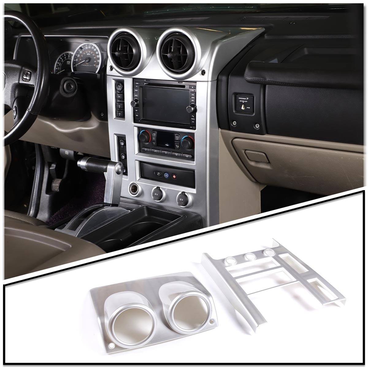 Silver Interior Air Condition Panel Cover Trim For Hummer H2 2003-2007 12