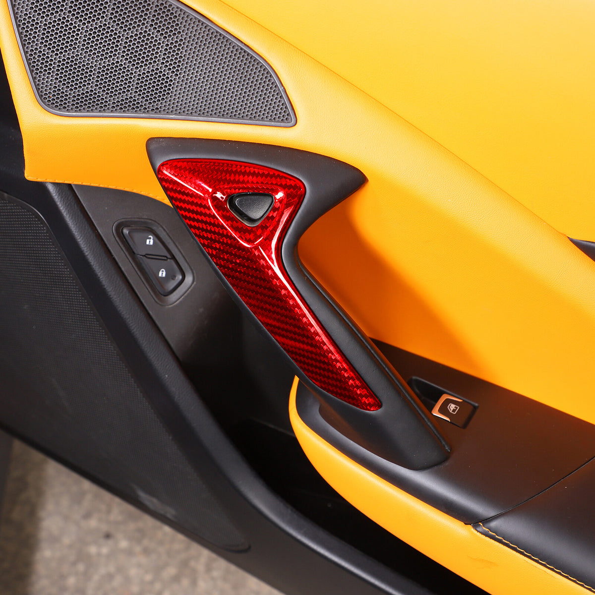 Red Real Carbon Fiber Interior Center Full Trim Set Kit For Corvette C7 2014-19 - Variants 1-5 54