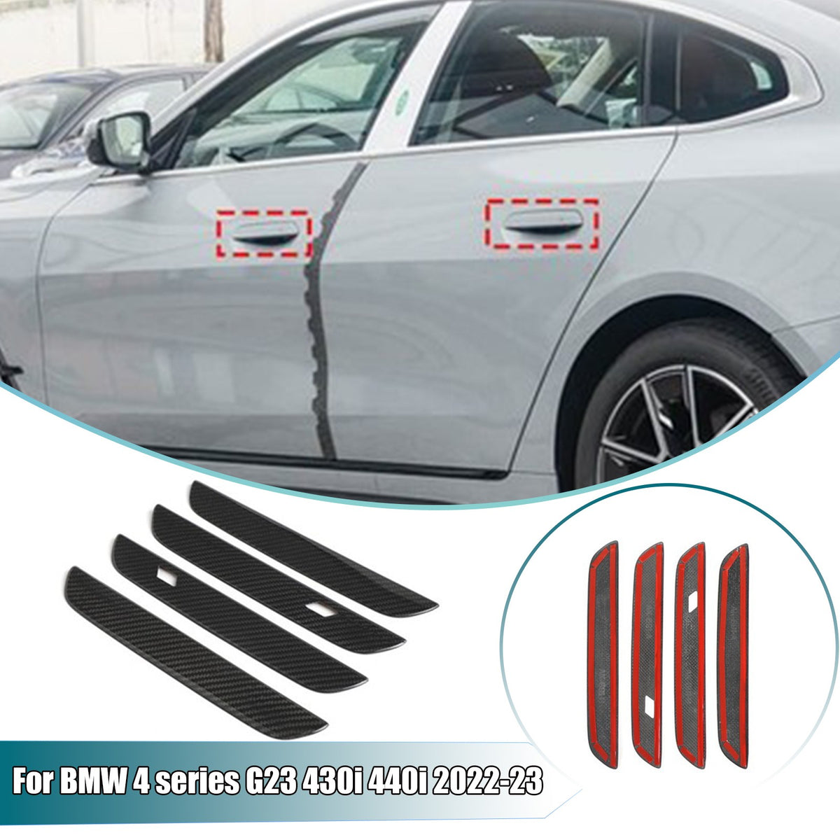 Real Carbon Fiber Outer Door Handle Trim For BMW 4 series G23 430i 440i 2022-23 1