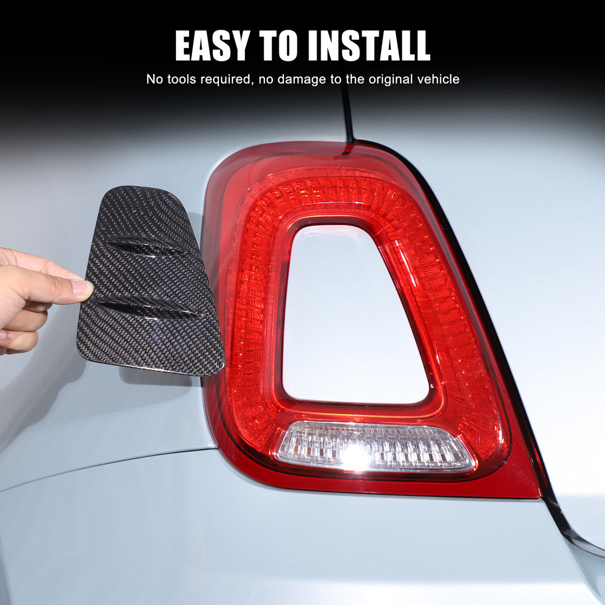 Real Carbon Fiber Rear Taillight Panel Trim For Fiat 500 Abarth 595 695 2016+ 7