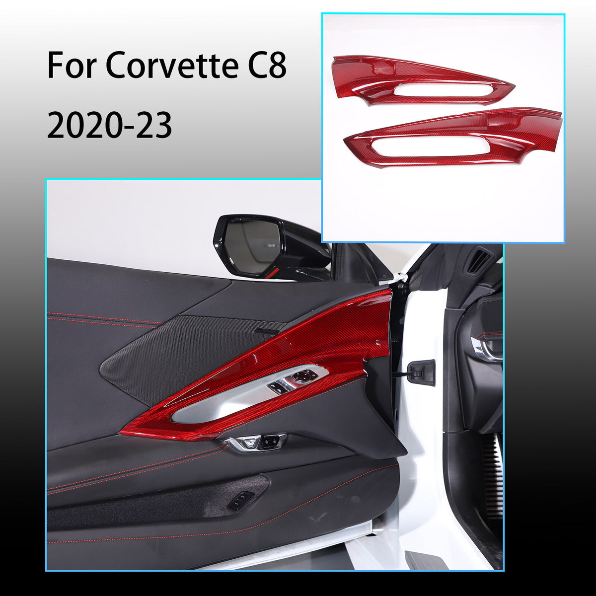 Red Real Carbon Fiber Full Interior Set Decor Trim Kit for Corvette C8 20-25 - Styles 31-35 29