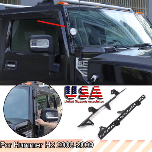 Black Steel A-Pillar LED Light Bar Mount Bracket For Hummer H2 2003-2009 US 1