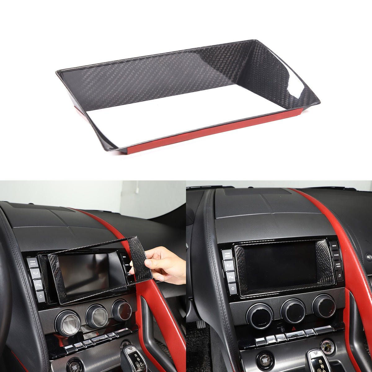 Real Carbon Fiber Touch Display Navigation Screen Cover For Jaguar F-TYPE 13-18 3