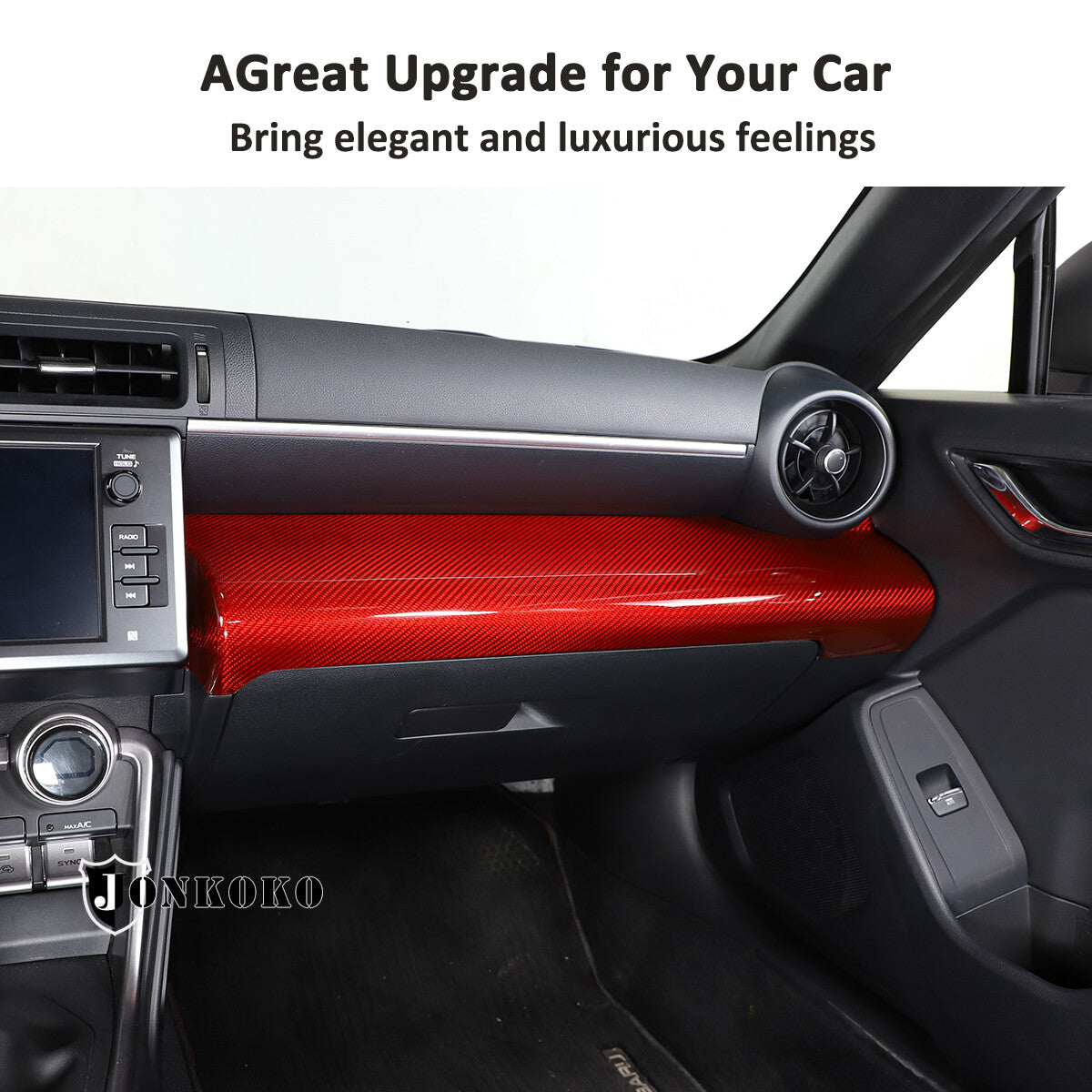 Red Real Carbon Fiber Interior Center Console Trim Set Kit For Subaru BRZ 22+ 64