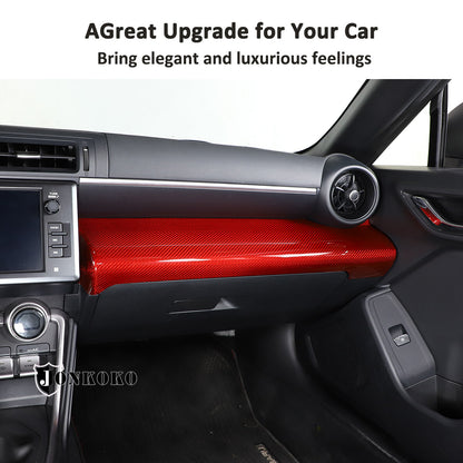 Red Real Carbon Fiber Interior Center Console Trim Set Kit For Subaru BRZ 22+ 64