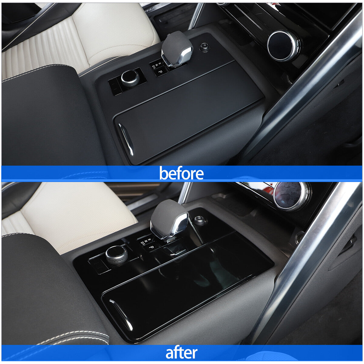 Glossy Piano Black Center Gear Panel Frame Trim For Land Rover Discovery 5 21-24 9