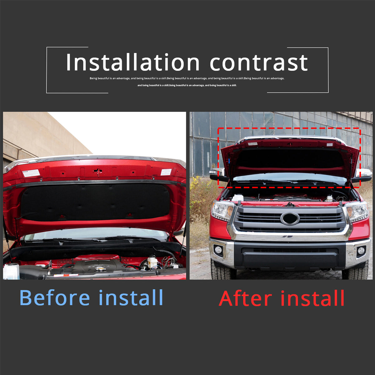 PU Leather Car Bonnet Hood Bra Wind & Bug Deflectors For Toyota Tundra 2007-21 5