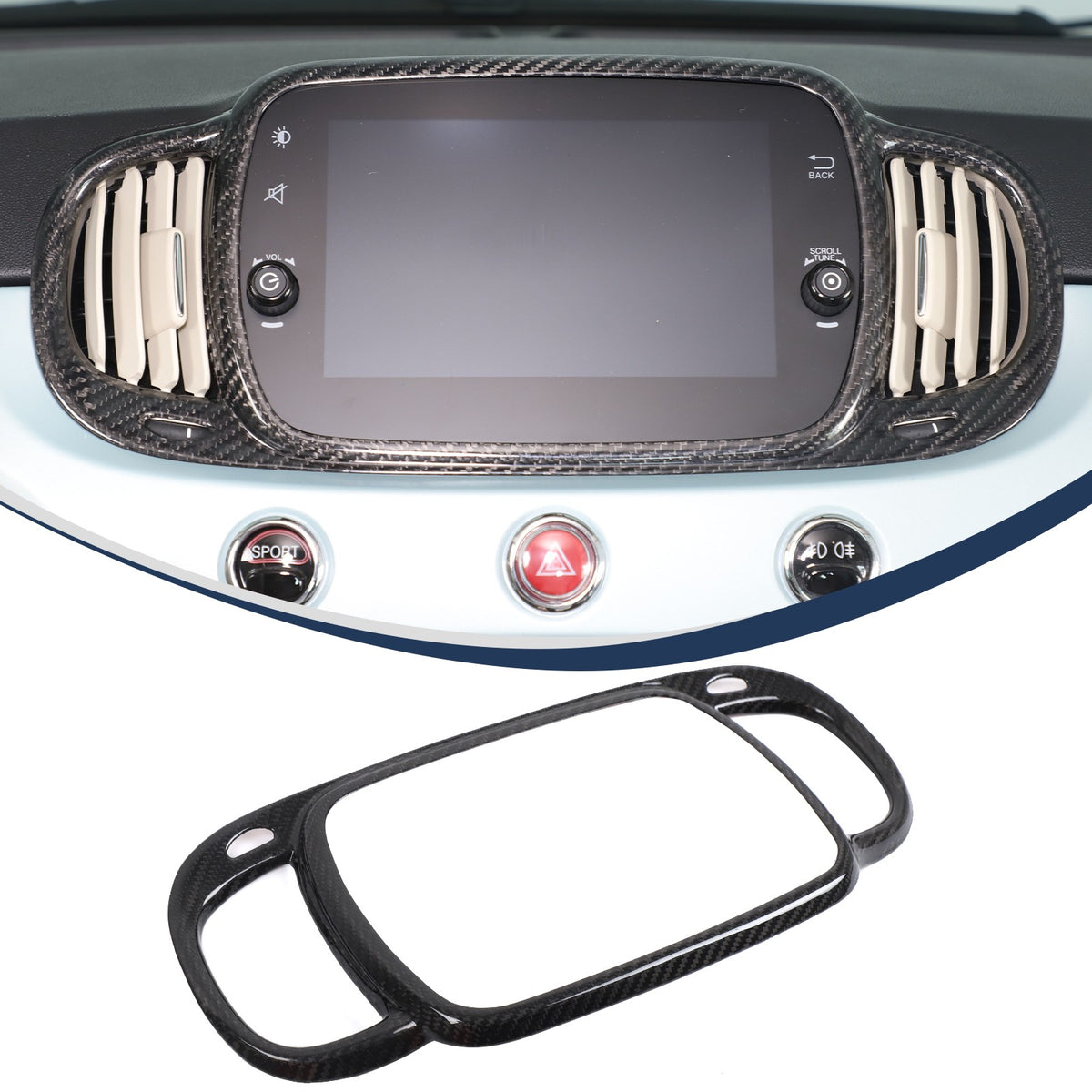Real Carbon Fiber Center Air Vent Trim For Fiat 500/Abarth 595 695 21-23 US 3
