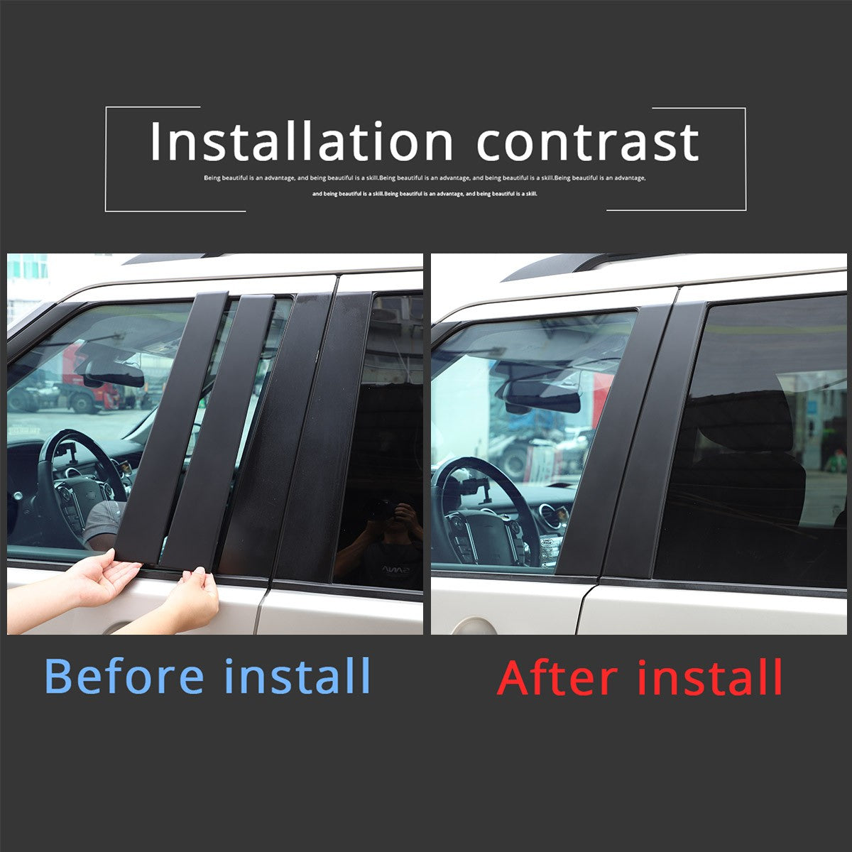 ABS Matte Black Window B-Pillar Trim For Land Rover Discovery 3/4 L319 2004-2016 5