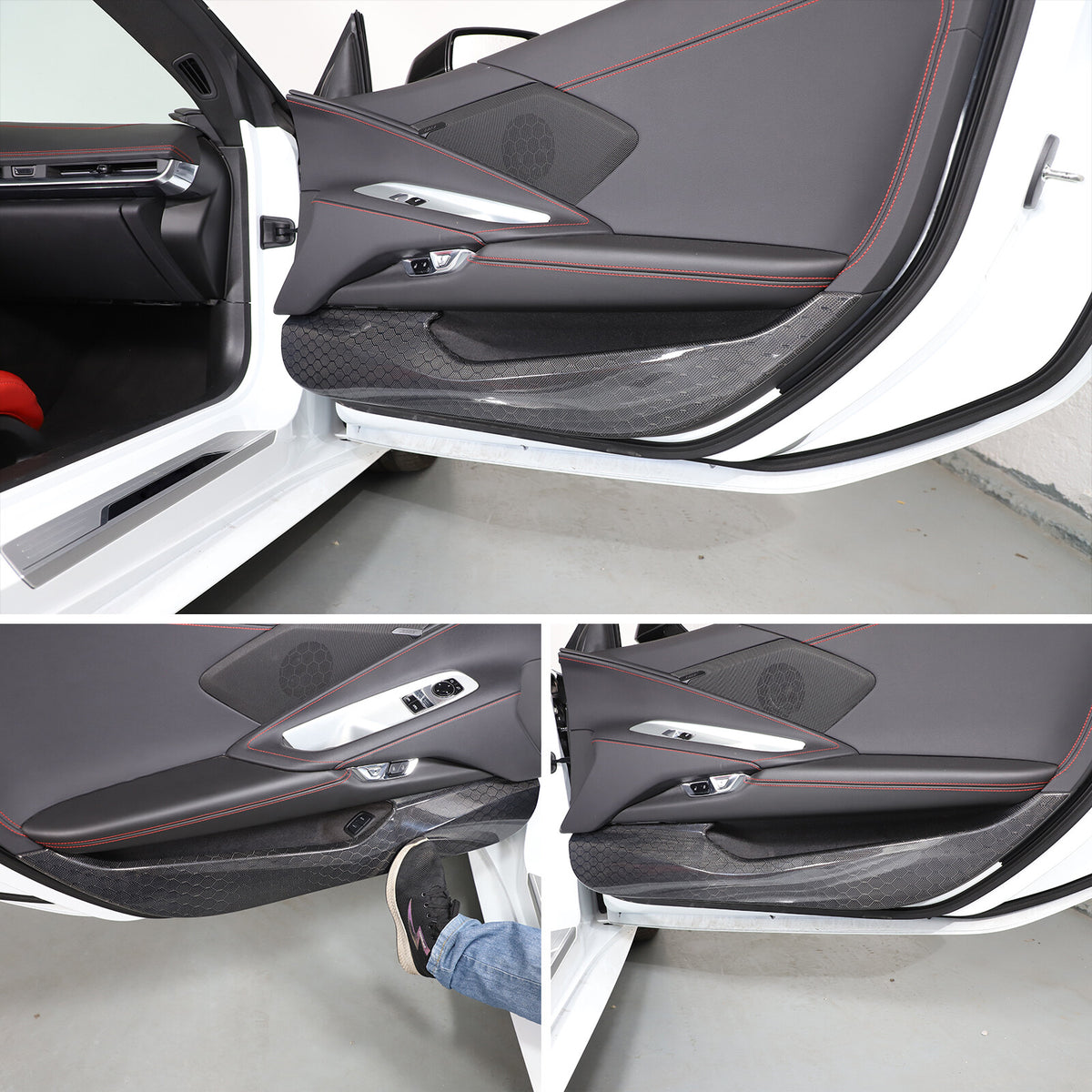 Real Honeycomb Carbon Fiber Door Panel Cover Trim For Corvette C8 20+ US 14