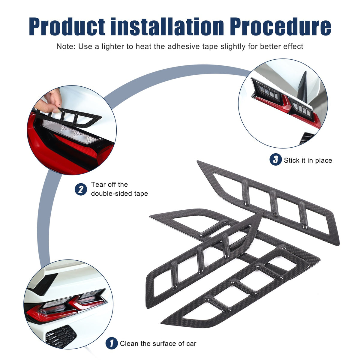 Real Carbon Fiber Reverse Light Protector Frame Trim For Corvette C8 2020+ 4