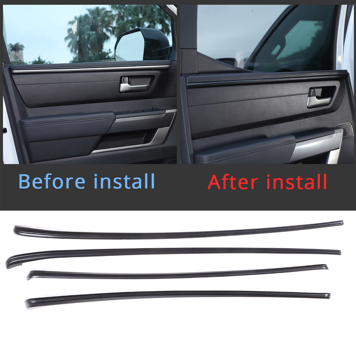 Matte Black ABS Interior Decoration Cover Trim Kit For Toyota Tundra 2022-26 US - Variants 6-10 45