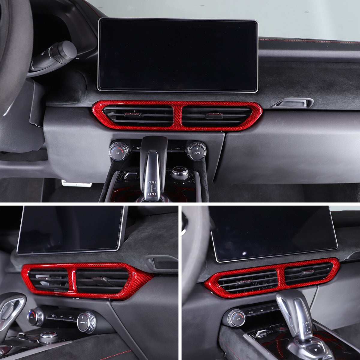 Red Real Carbon Fiber Center Console Air Vent Panel Trim For Lotus EMIRA 2021-25 20