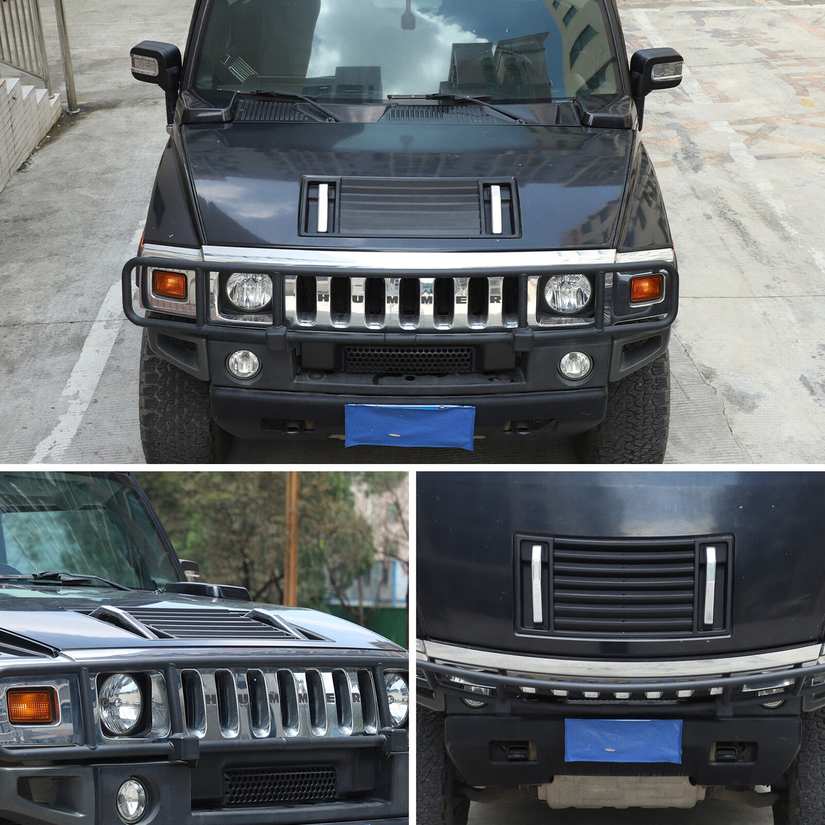 ABS Matte Black Front Hood Grille Engine Cover Trim for Hummer H2 2003-2009 23