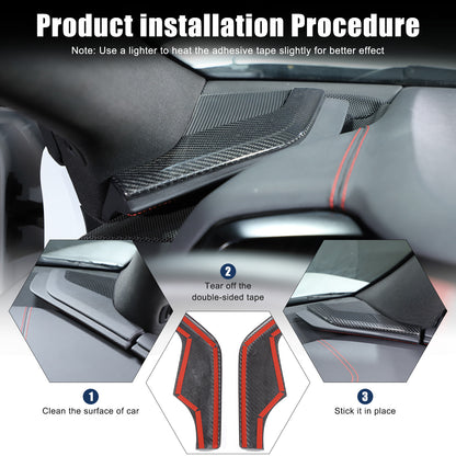 Real Carbon Fiber Dashboard Side Console Pitched Horn Cover For Corvette C8 20+ 8