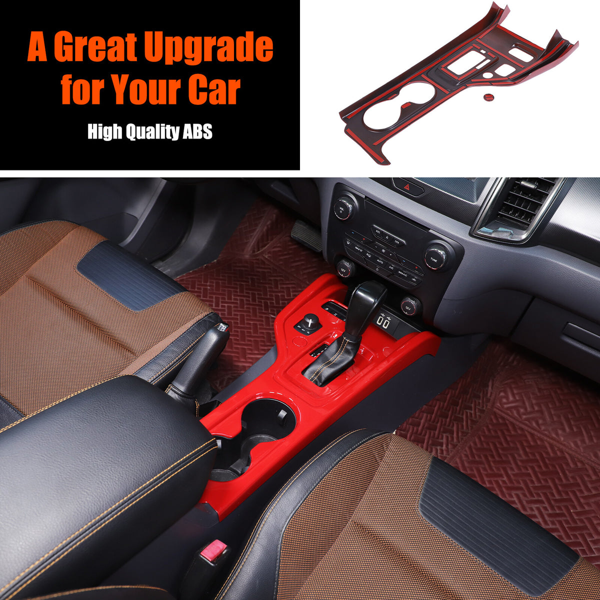 ABS Red Center Console Gear Shift Panel Trim For Ford Ranger T7 T8 2015-2021 11