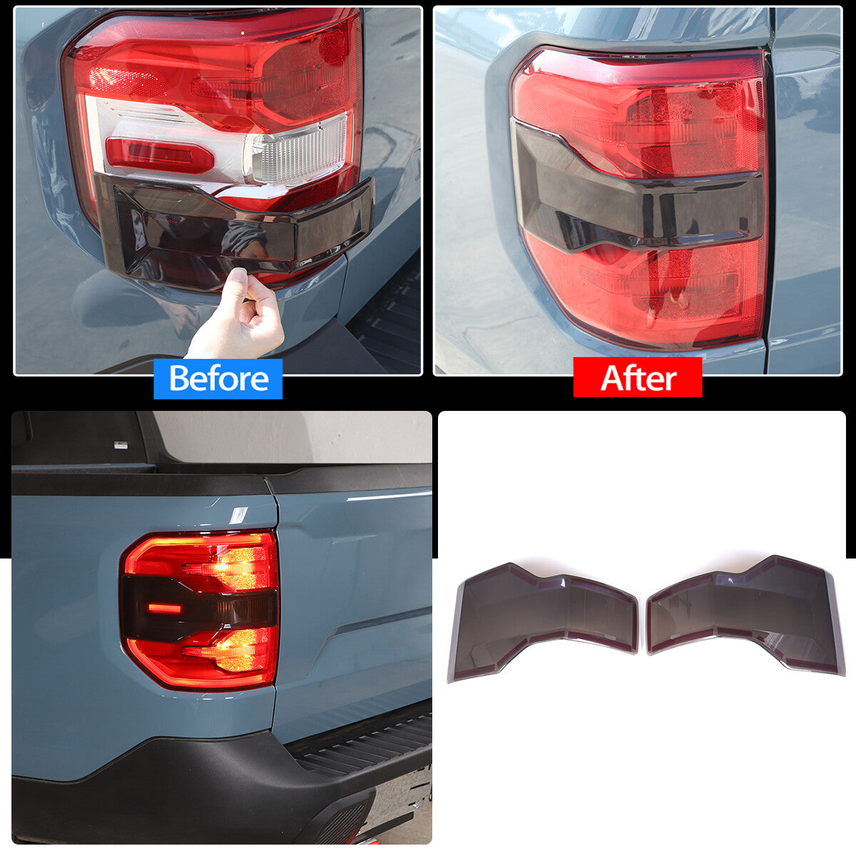 Smoked Black Rear Tail Light Guard Decor Cover Trim Bezel For Ford Maverick 22+ 2