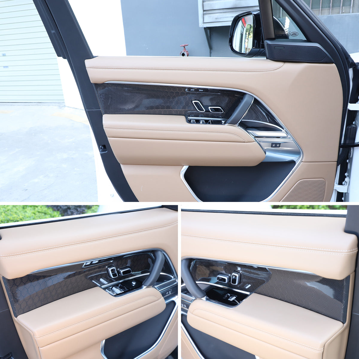 Honeycomb Carbon Fiber Interior Door Panel Trim For LR Range Rover Vogue L460 19