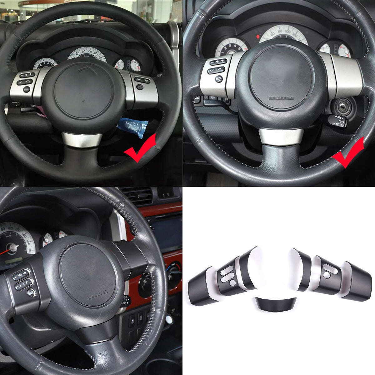 Matte Black Center Console Button Trim Cover Set For Toyota FJ Cruiser 2007-21 4