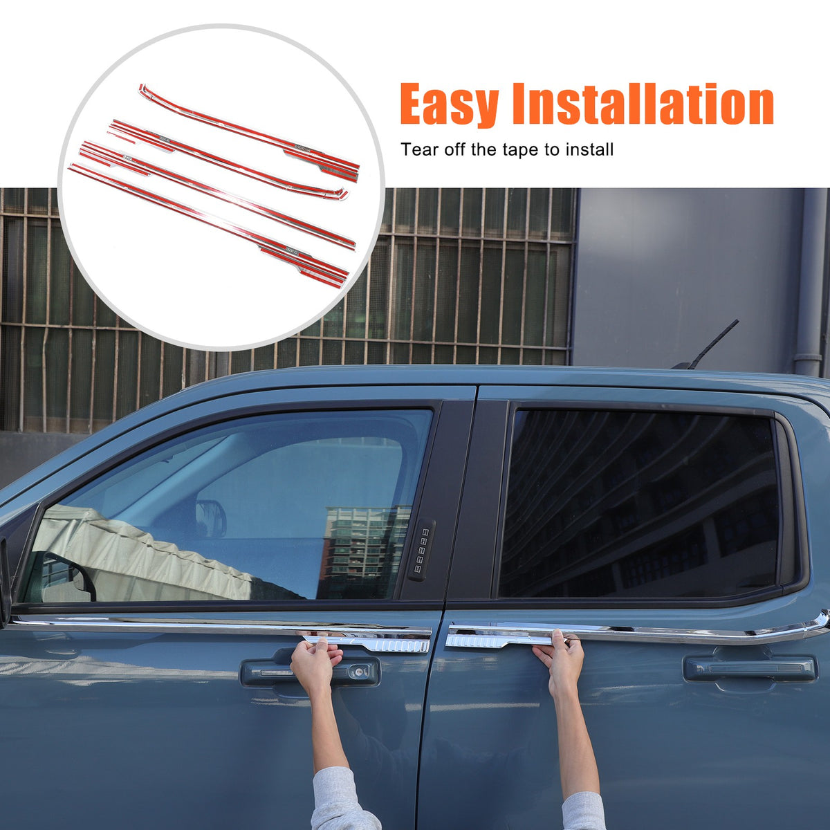 Silver ABS Lower Window Molding Trim For Ford Maverick 2022+ US 5
