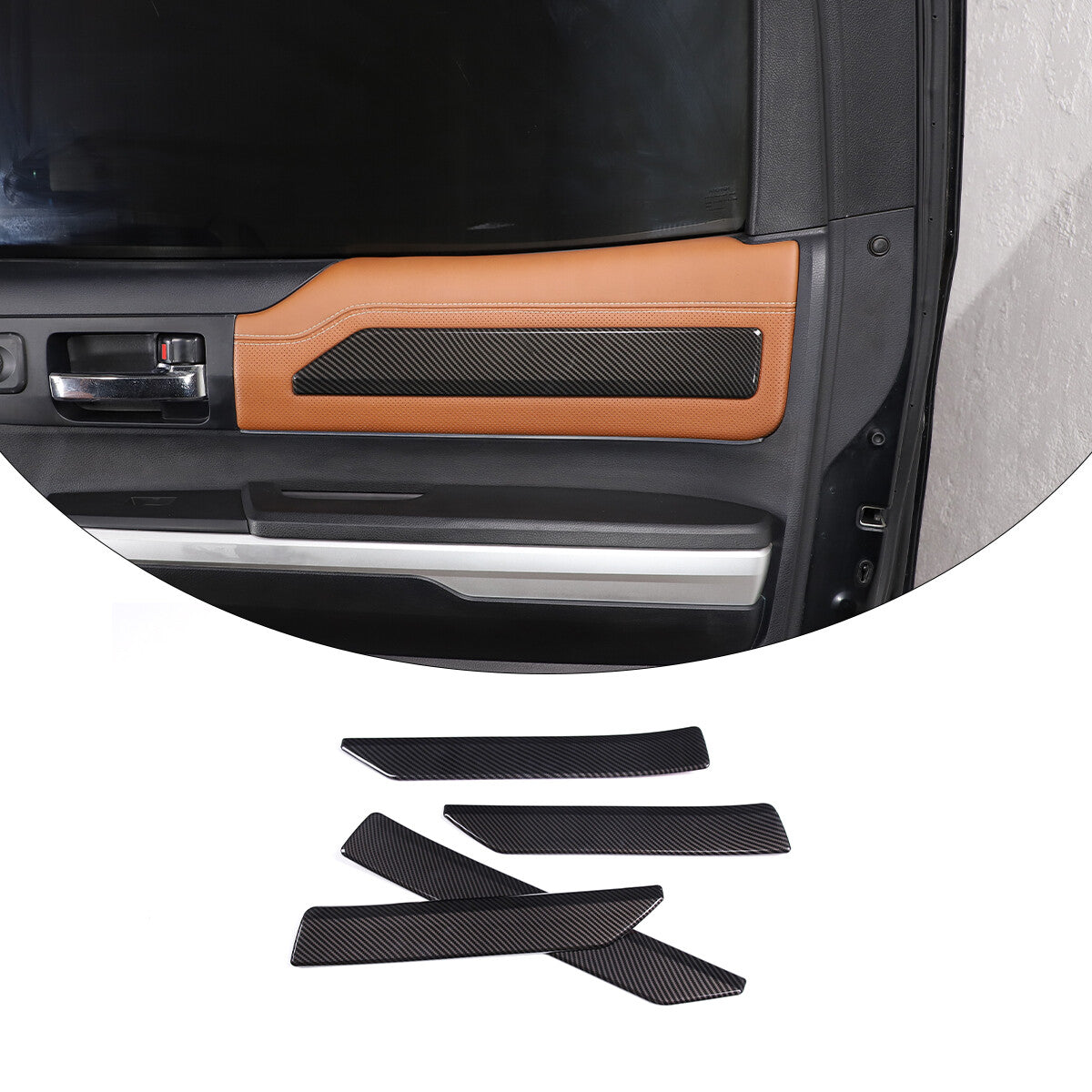 ABS Carbon Fiber 4-Door Panel Trim Cover for 2014-2021 Toyota Tun-dra 5