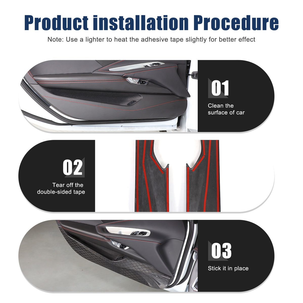 Real Honeycomb Carbon Fiber Door Panel Cover Trim For Corvette C8 20+ US 13