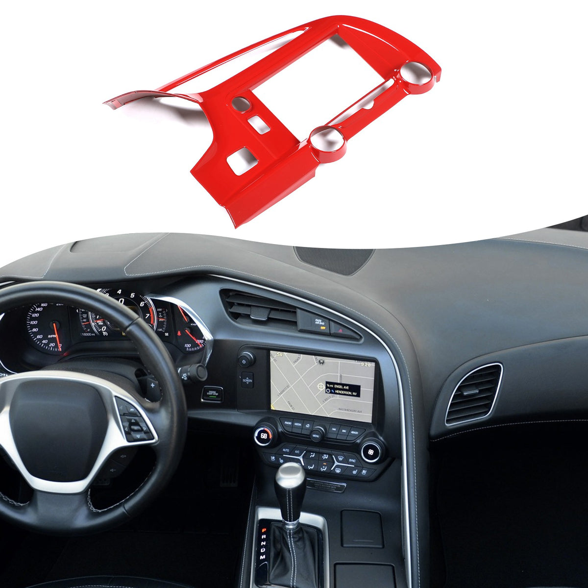 Sport Red ABS Center Console Air Vent Trim Set For Corvette C7 2014-2019 8