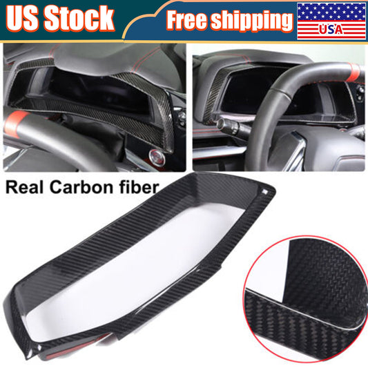 Real Carbon Fiber Instrument Gauge Cluster Cover Trim For Corvette C8 Z51 Z06 US 1