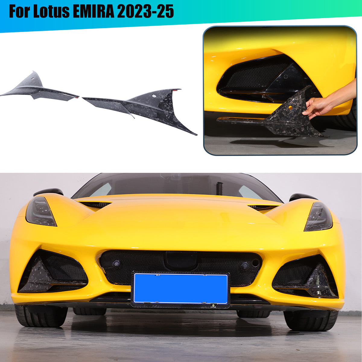 Forged Real Carbon Fiber Front bumper Grille camera Trim For Lotus EMIRA 2023-25 1